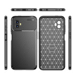 Custodia per telefono in TPU antiurto con trama in fibra di carbonio con foro preciso, For Xiaomi Poco M4 5G, For Samsung Galaxy Xcover6 Pro