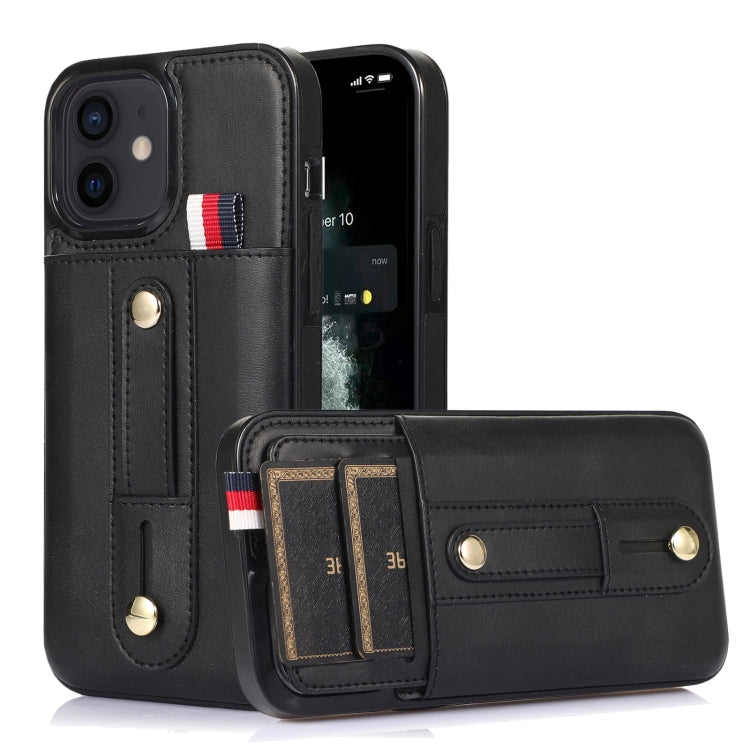 Custodia per cellulare in pelle con cavalletto da polso, For iPhone 12 mini, For iPhone 12 / 12 Pro, For iPhone 12 Pro Max, For iPhone 11