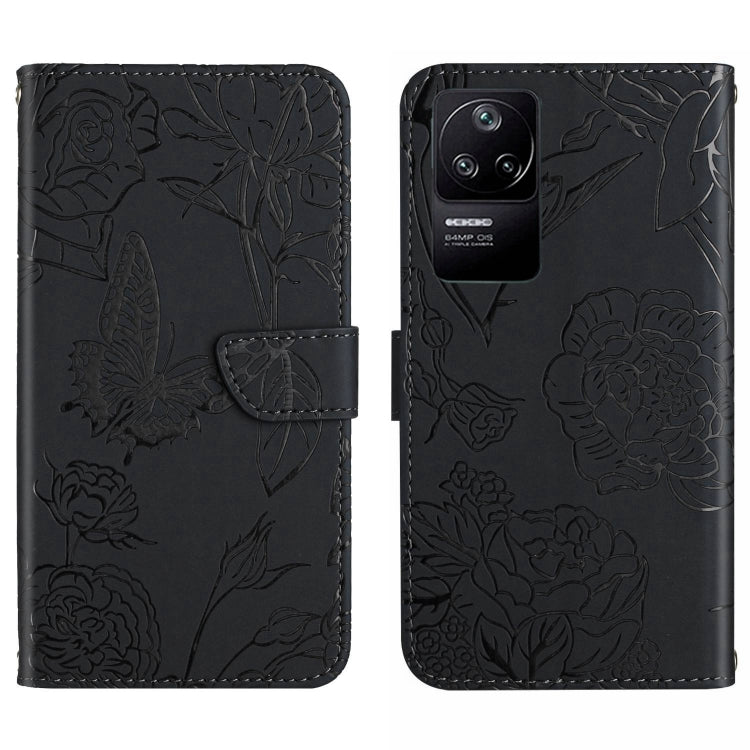 Custodia per cellulare in pelle goffrata con peonia a farfalla, For Xiaomi Poco F4 5G, For Xiaomi Poco X4 GT