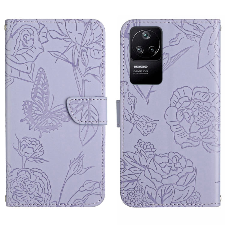 Custodia per cellulare in pelle goffrata con peonia a farfalla, For Xiaomi Poco F4 5G, For Xiaomi Poco X4 GT