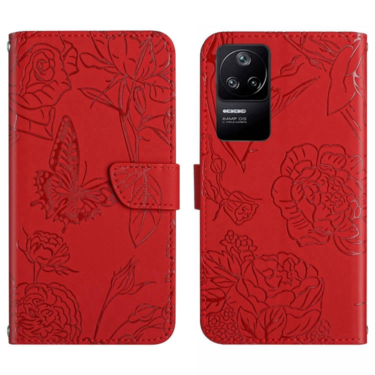 Custodia per cellulare in pelle goffrata con peonia a farfalla, For Xiaomi Poco F4 5G, For Xiaomi Poco X4 GT
