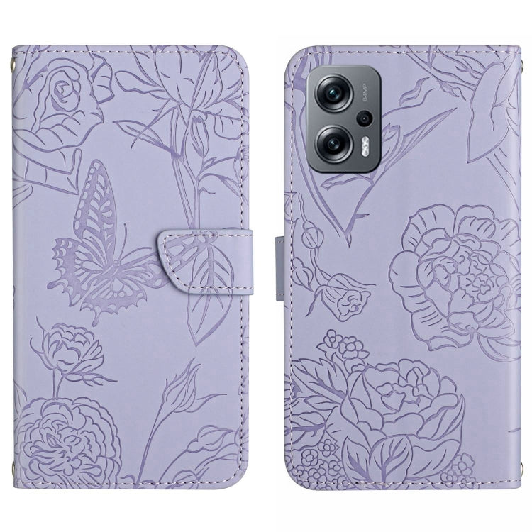 Custodia per cellulare in pelle goffrata con peonia a farfalla, For Xiaomi Poco F4 5G, For Xiaomi Poco X4 GT