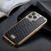 Custodia per telefono PU galvanica in pitone, For iPhone 11 Pro Max
