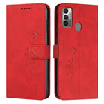 Custodia per telefono in pelle con motivo a cuore Skin Feel, For Tecno Pova 2, For Tecno Pova Neo, For Tecno Spark 6 Go/Spark Go 2020, For Tecno Spark 7T/Spark 7