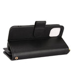 Custodia portafoglio in pelle con cerniera per iPhone 12 mini