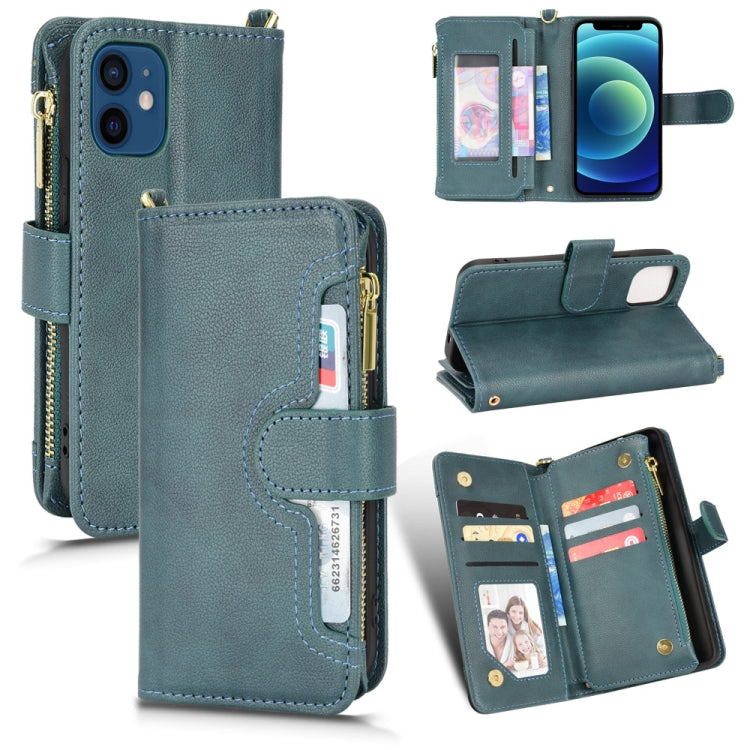 Custodia portafoglio in pelle con cerniera per iPhone 12 mini