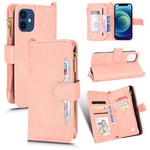 Custodia portafoglio in pelle con cerniera per iPhone 12 mini