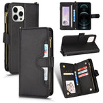 Custodia portafoglio in pelle con cerniera per iPhone 12 mini