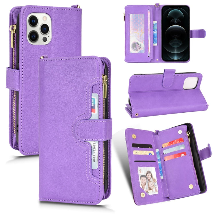 Custodia portafoglio in pelle con cerniera per iPhone 12 mini