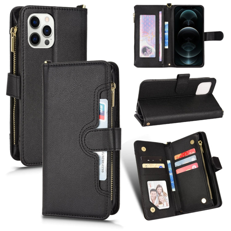 Custodia portafoglio in pelle con cerniera per iPhone 12 mini