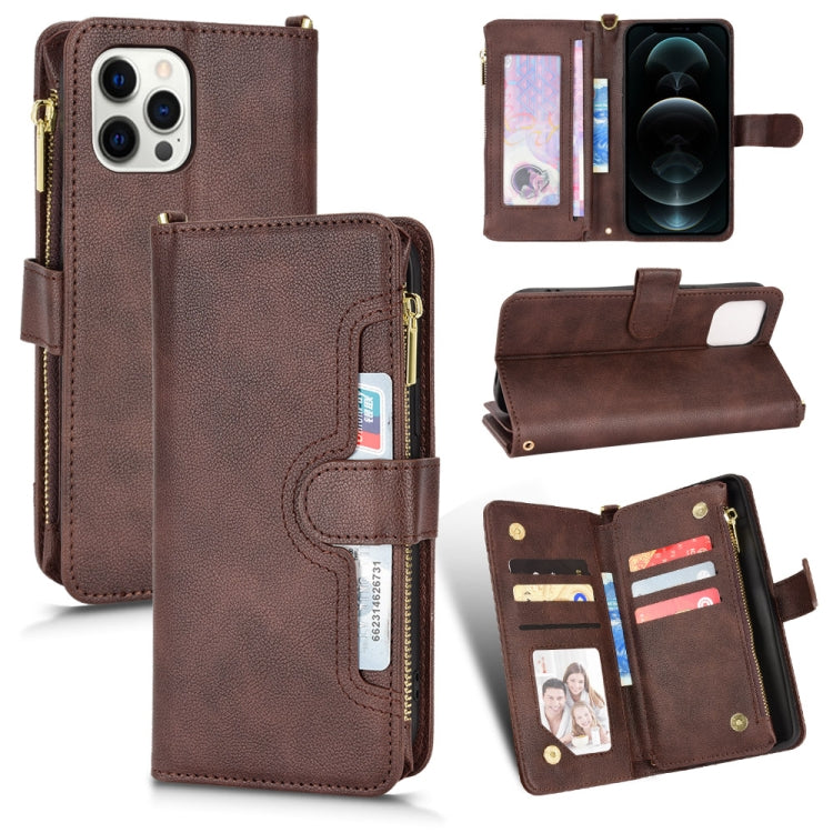 Custodia portafoglio in pelle con cerniera per iPhone 12 mini