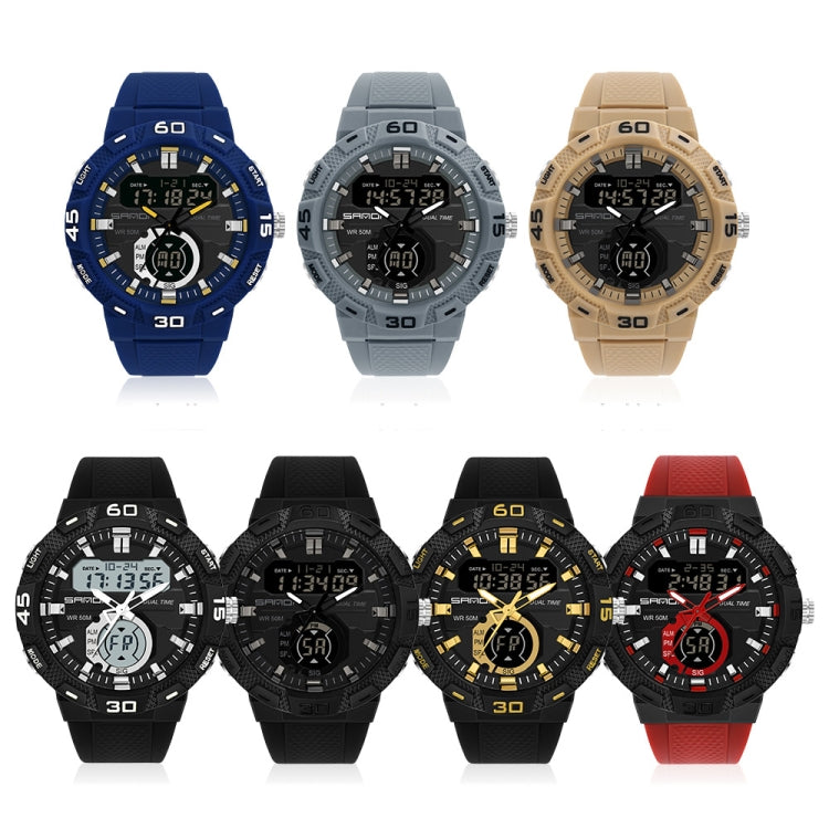 SANDA 3087 Luminoso orologio elettronico impermeabile a doppio display