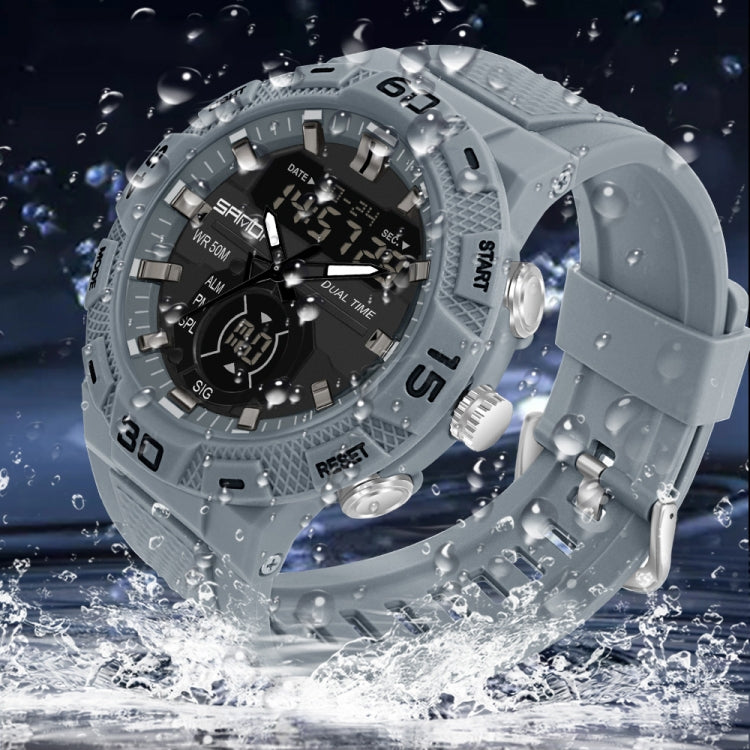 SANDA 3087 Luminoso orologio elettronico impermeabile a doppio display