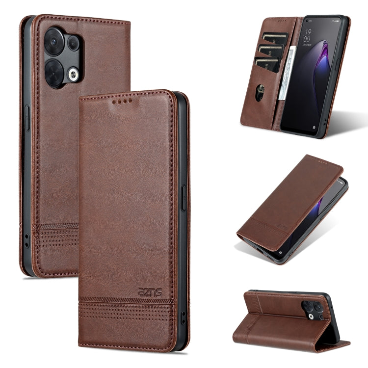 AZNS Custodia per telefono in pelle a conchiglia con struttura in vitello magnetico, For OPPO Reno8, For OPPO Reno8 Pro, For Honor 70, For Honor 70 Pro