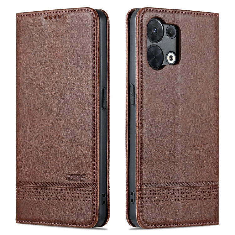AZNS Custodia per telefono in pelle a conchiglia con struttura in vitello magnetico, For OPPO Reno8, For OPPO Reno8 Pro, For Honor 70, For Honor 70 Pro