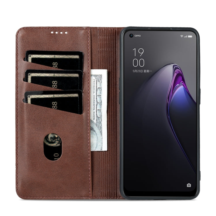 AZNS Custodia per telefono in pelle a conchiglia con struttura in vitello magnetico, For OPPO Reno8, For OPPO Reno8 Pro, For Honor 70, For Honor 70 Pro