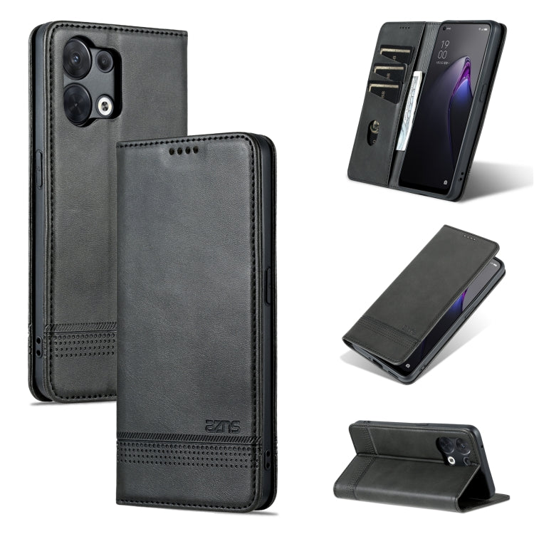 AZNS Custodia per telefono in pelle a conchiglia con struttura in vitello magnetico, For OPPO Reno8, For OPPO Reno8 Pro, For Honor 70, For Honor 70 Pro