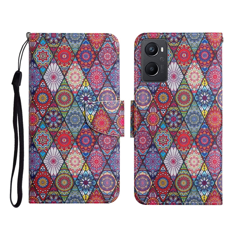 Custodia per cellulare in pelle con motivo a disegno colorato, For OPPO A96 4G / Realme 9i