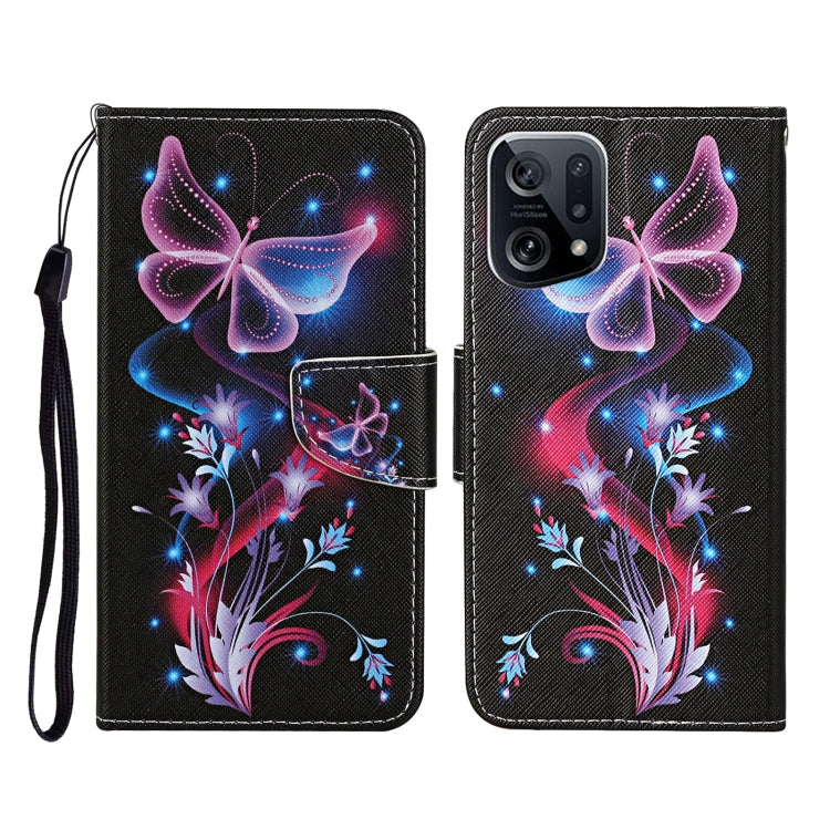 Custodia per cellulare in pelle con motivo a disegno colorato, For OPPO Find X5