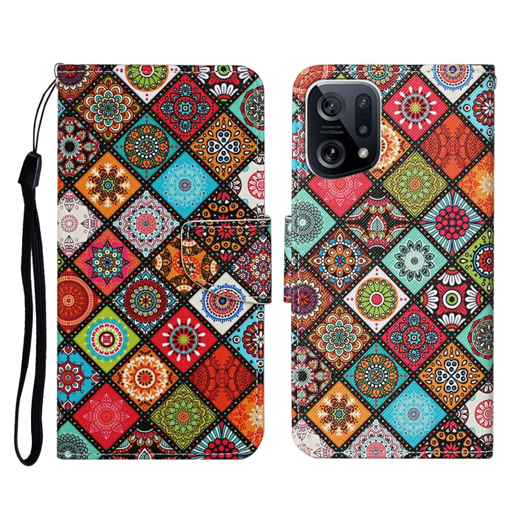 Custodia per cellulare in pelle con motivo a disegno colorato, For OPPO Find X5