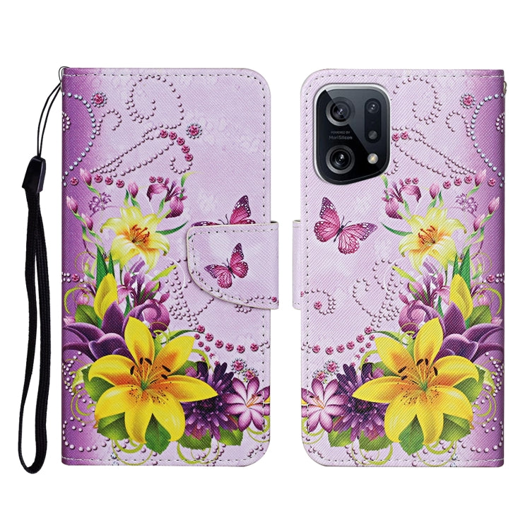 Custodia per cellulare in pelle con motivo a disegno colorato, For OPPO Find X5