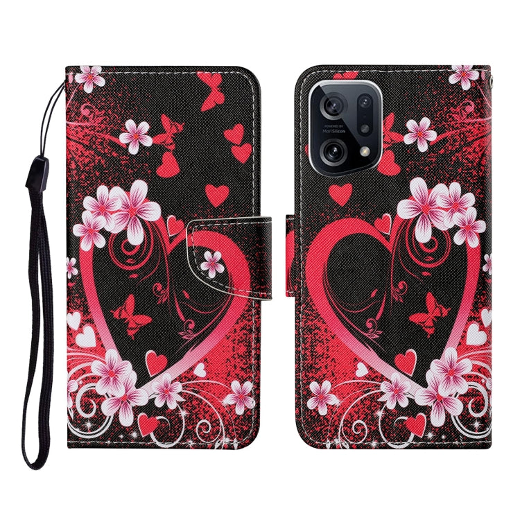Custodia per cellulare in pelle con motivo a disegno colorato, For OPPO Find X5