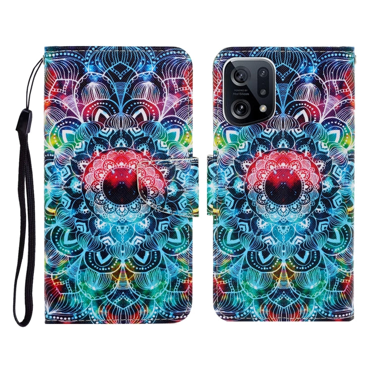 Custodia per cellulare in pelle con motivo a disegno colorato, For OPPO Find X5