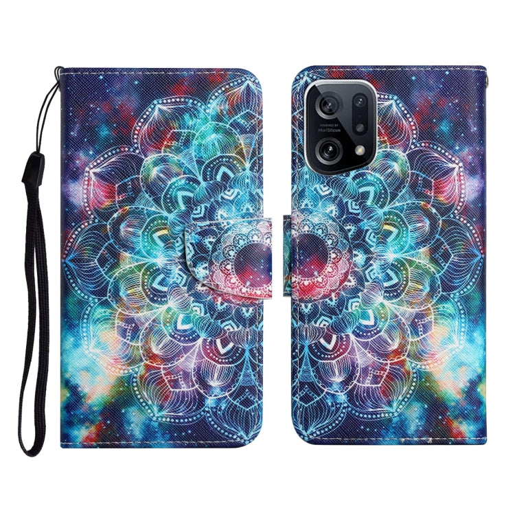 Custodia per cellulare in pelle con motivo a disegno colorato, For OPPO Find X5