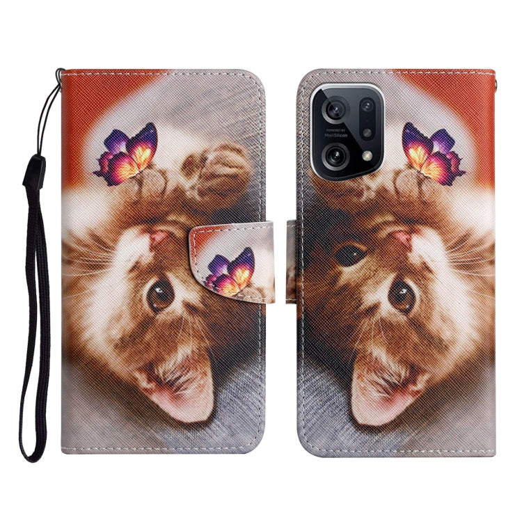 Custodia per cellulare in pelle con motivo a disegno colorato, For OPPO Find X5