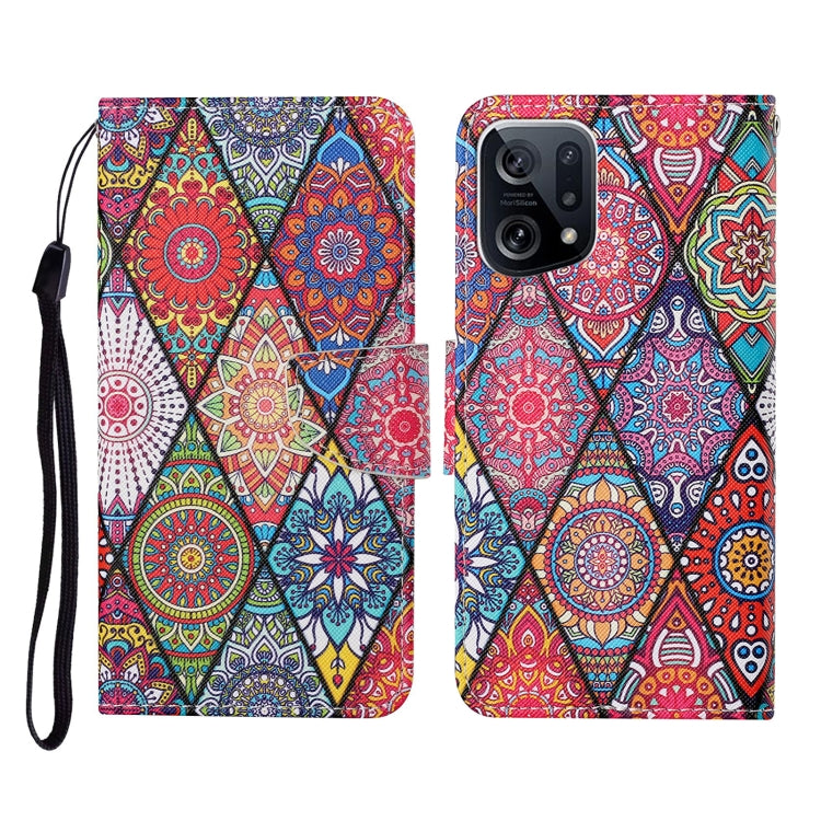 Custodia per cellulare in pelle con motivo a disegno colorato, For OPPO Find X5