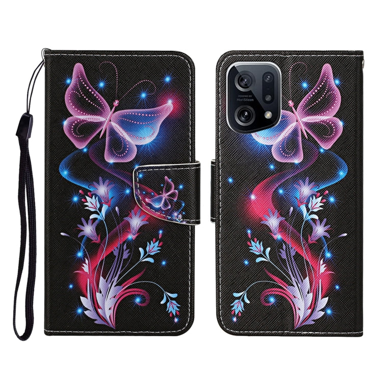 Custodia per cellulare in pelle con motivo a disegno colorato, For OPPO Find X5 Pro