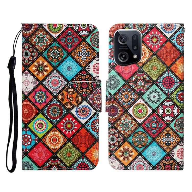 Custodia per cellulare in pelle con motivo a disegno colorato, For OPPO Find X5 Pro