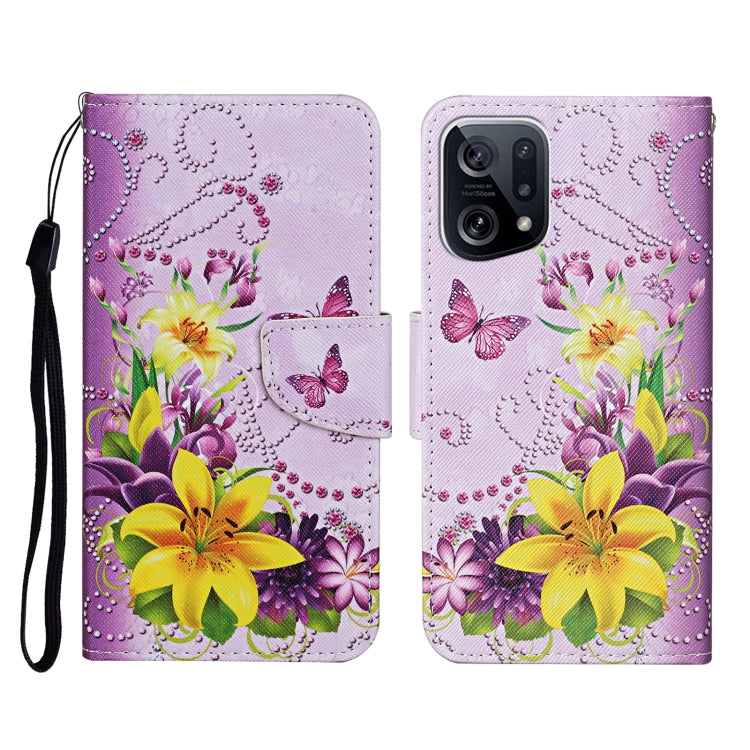 Custodia per cellulare in pelle con motivo a disegno colorato, For OPPO Find X5 Pro