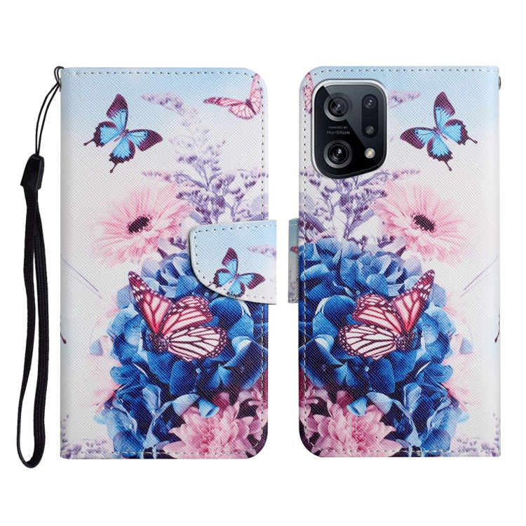 Custodia per cellulare in pelle con motivo a disegno colorato, For OPPO Find X5 Pro