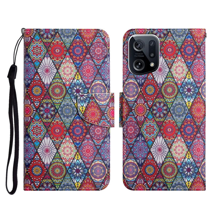 Custodia per cellulare in pelle con motivo a disegno colorato, For OPPO Find X5 Pro
