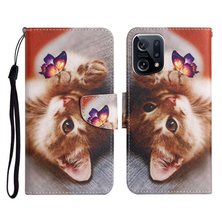 Custodia per cellulare in pelle con motivo a disegno colorato, For OPPO Find X5 Pro