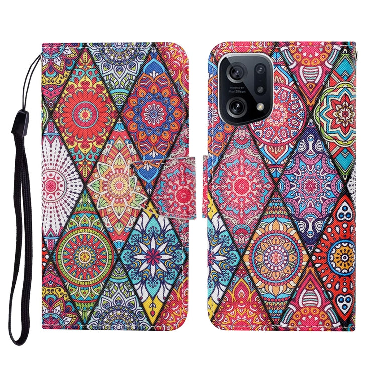 Custodia per cellulare in pelle con motivo a disegno colorato, For OPPO Find X5 Pro