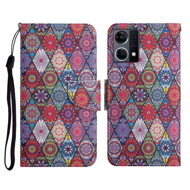 Custodia per cellulare in pelle con motivo a disegno colorato, For OPPO Reno7 4G