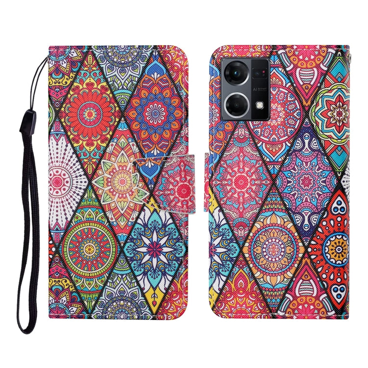 Custodia per cellulare in pelle con motivo a disegno colorato, For OPPO Reno7 4G