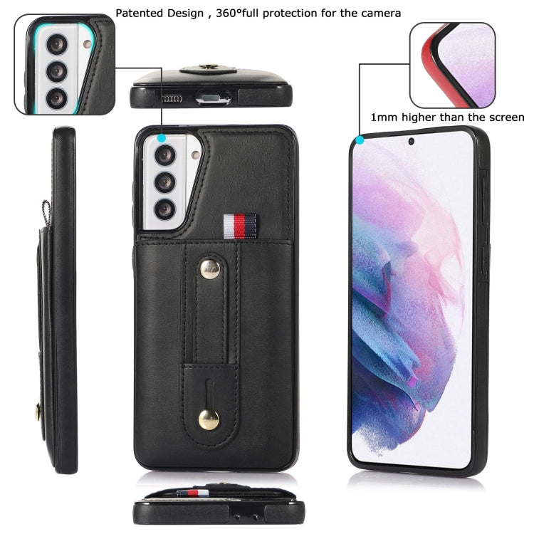 Custodia per cellulare in pelle con cavalletto da polso, For Samsung Galaxy S22 5G, For Samsung Galaxy S22+ 5G, For Samsung Galaxy S22 Ultra 5G, For Samsung Galaxy S21 5G