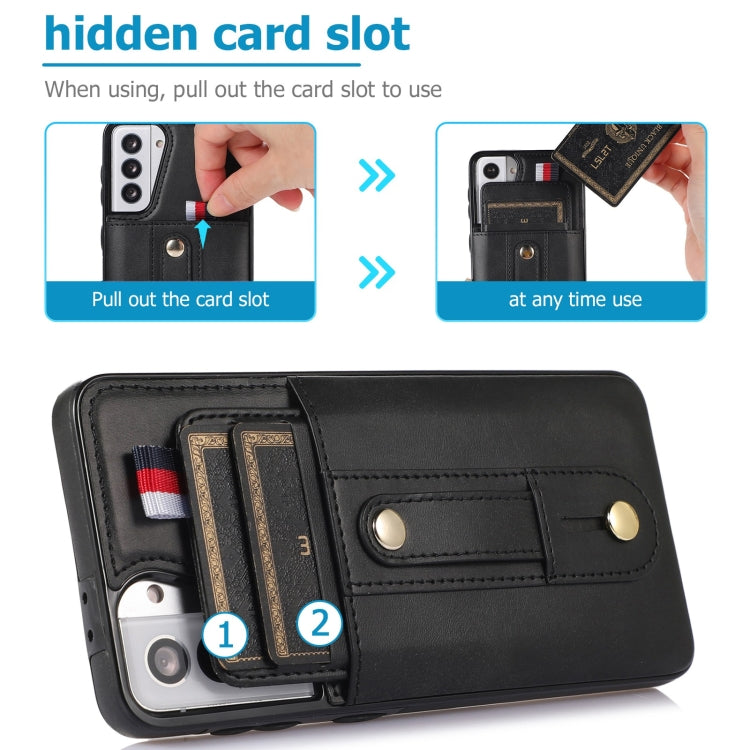 Custodia per cellulare in pelle con cavalletto da polso, For Samsung Galaxy S22 5G, For Samsung Galaxy S22+ 5G, For Samsung Galaxy S22 Ultra 5G, For Samsung Galaxy S21 5G