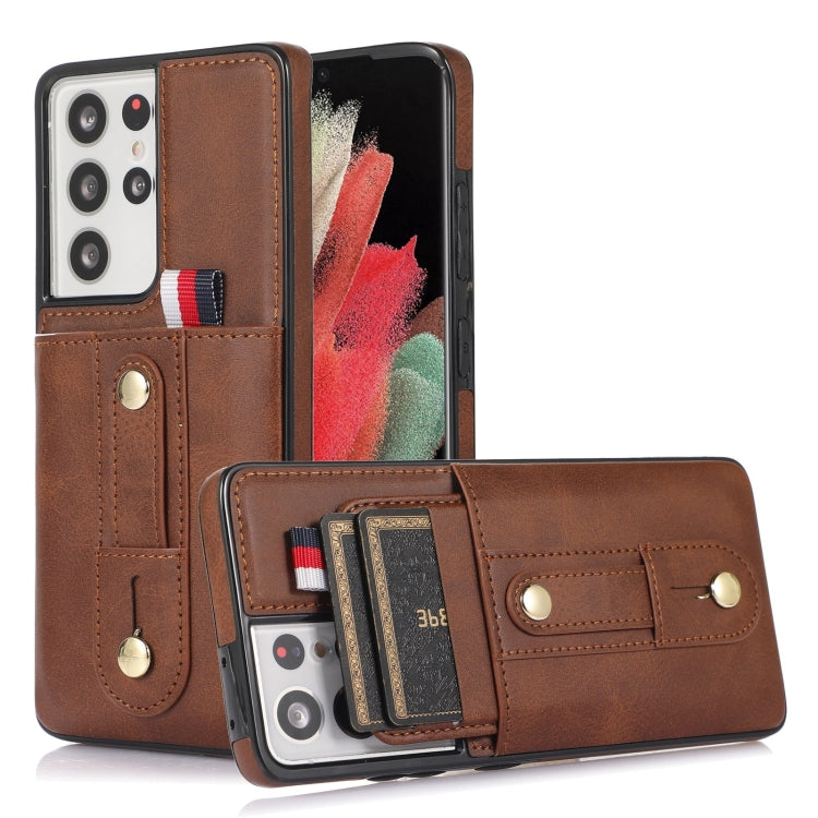 Custodia per cellulare in pelle con cavalletto da polso, For Samsung Galaxy S22 5G, For Samsung Galaxy S22+ 5G, For Samsung Galaxy S22 Ultra 5G, For Samsung Galaxy S21 5G