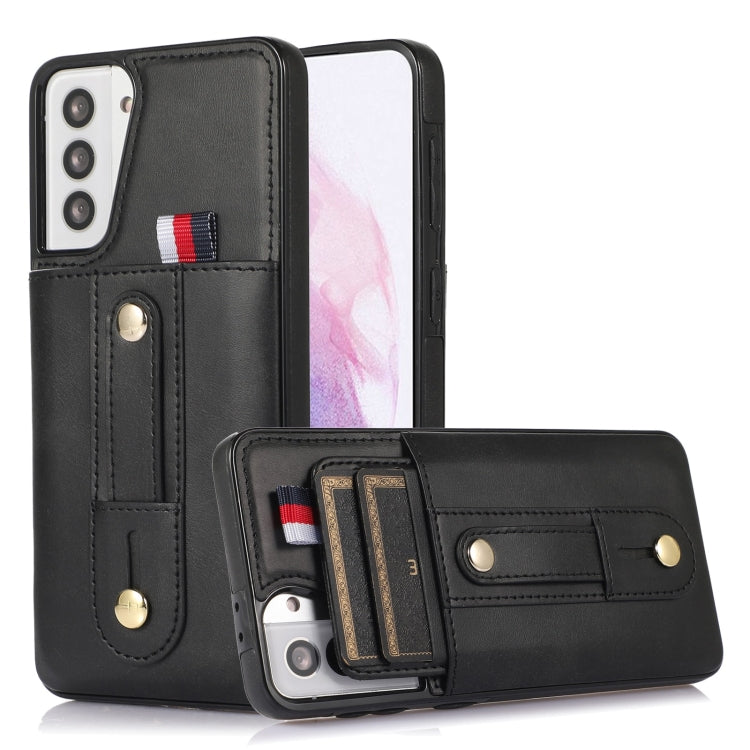 Custodia per cellulare in pelle con cavalletto da polso, For Samsung Galaxy S22 5G, For Samsung Galaxy S22+ 5G, For Samsung Galaxy S22 Ultra 5G, For Samsung Galaxy S21 5G