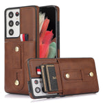 Custodia per cellulare in pelle con cavalletto da polso, For Samsung Galaxy S21+ 5G, For Samsung Galaxy S21 Ultra 5G, For Samsung Galaxy S20, For Samsung Galaxy S20+