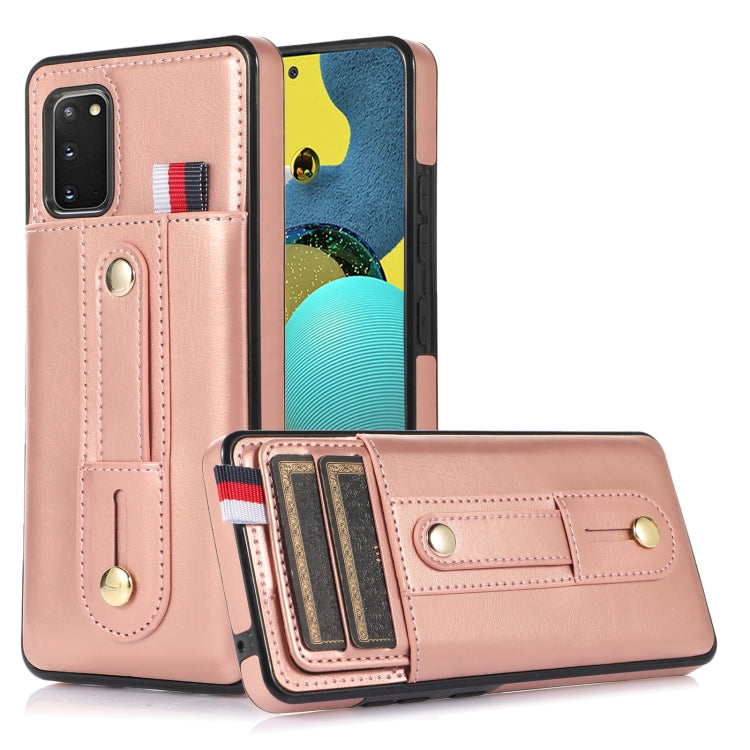 Custodia per cellulare in pelle con cavalletto da polso, For Samsung Galaxy S21+ 5G, For Samsung Galaxy S21 Ultra 5G, For Samsung Galaxy S20, For Samsung Galaxy S20+