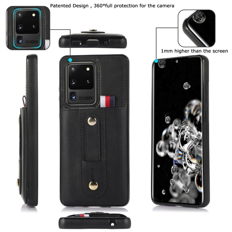 Custodia per cellulare in pelle con cavalletto da polso, For Samsung Galaxy S20 Ultra, For Samsung Galaxy S20 FE, For Samsung Galaxy S21 FE 5G, For Samsung Galaxy A73 5G