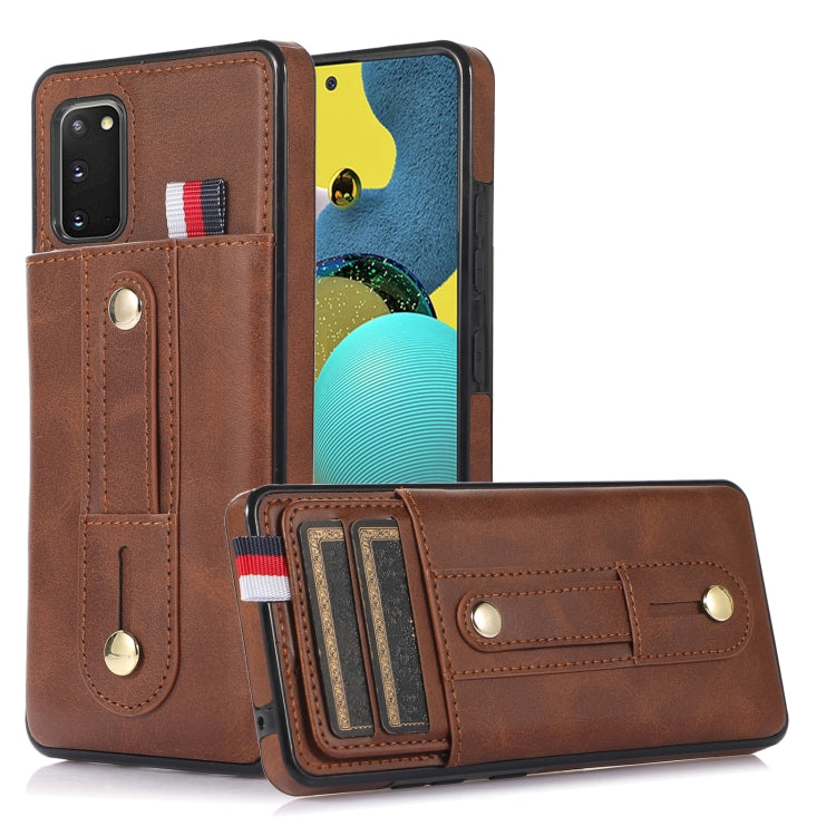 Custodia per cellulare in pelle con cavalletto da polso, For Samsung Galaxy S20 Ultra, For Samsung Galaxy S20 FE, For Samsung Galaxy S21 FE 5G, For Samsung Galaxy A73 5G