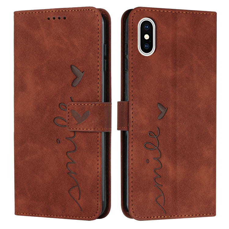 Custodia per telefono in pelle con motivo a cuore Skin Feel, For iPhone XS / X, For iPhone XS Max, For iPhone XR, For iPhone SE 2022 / SE 2020 / 8 / 7