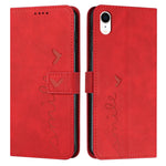 Custodia portafoglio in pelle con motivo cuore per iPhone
