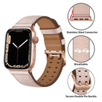 Cinturino in pelle con doppia fibbia per Apple Watch Series, 7 41mm / 6&SE&5&4 40mm / 3&2&1 38mm, 7 45mm / 6&SE&5&4 44mm / 3&2&1 42mm